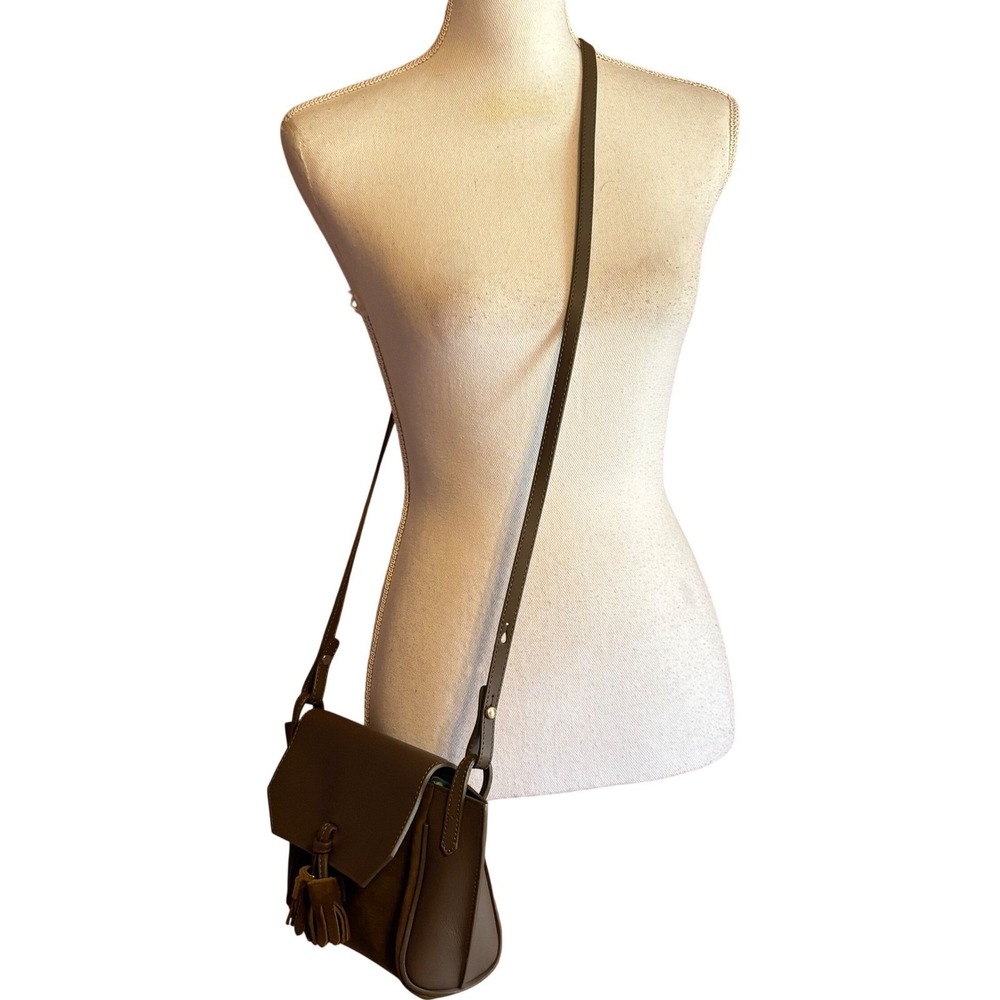 Longchamp Penelope Crossbody Bag Leather Suede Tassel Brown French girl